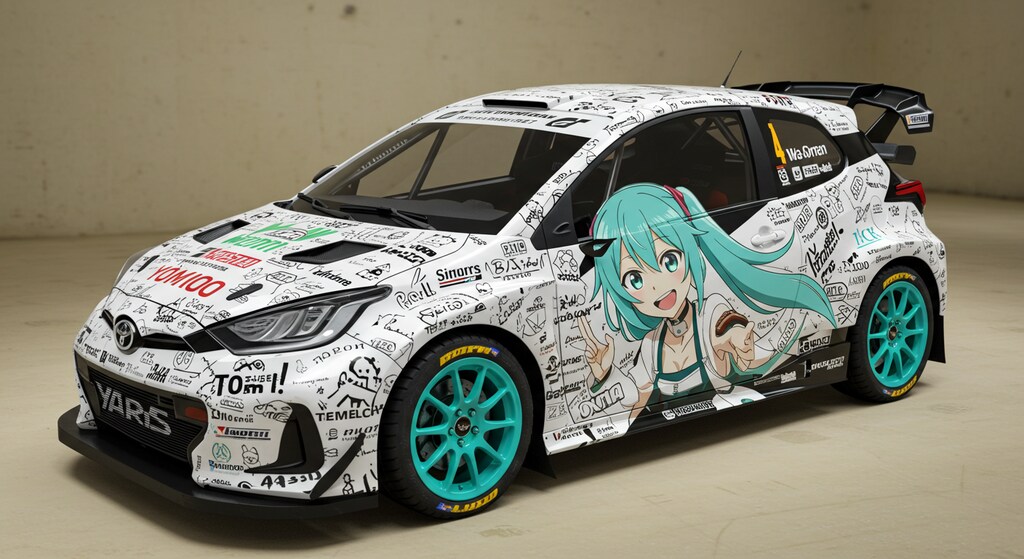 初音ミク柄ヤリスラリーカー