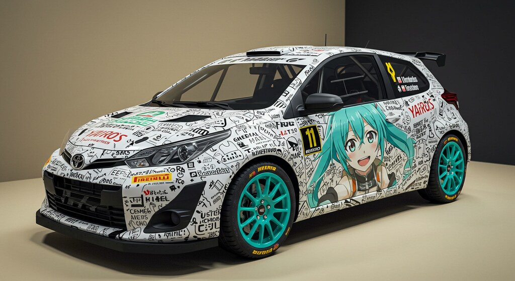初音ミク柄ヤリスラリーカー