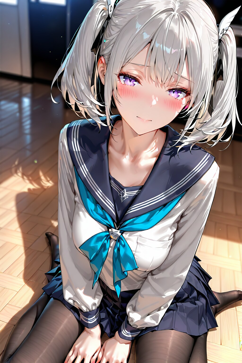 (1034)銀髪ちゃんセーラー服