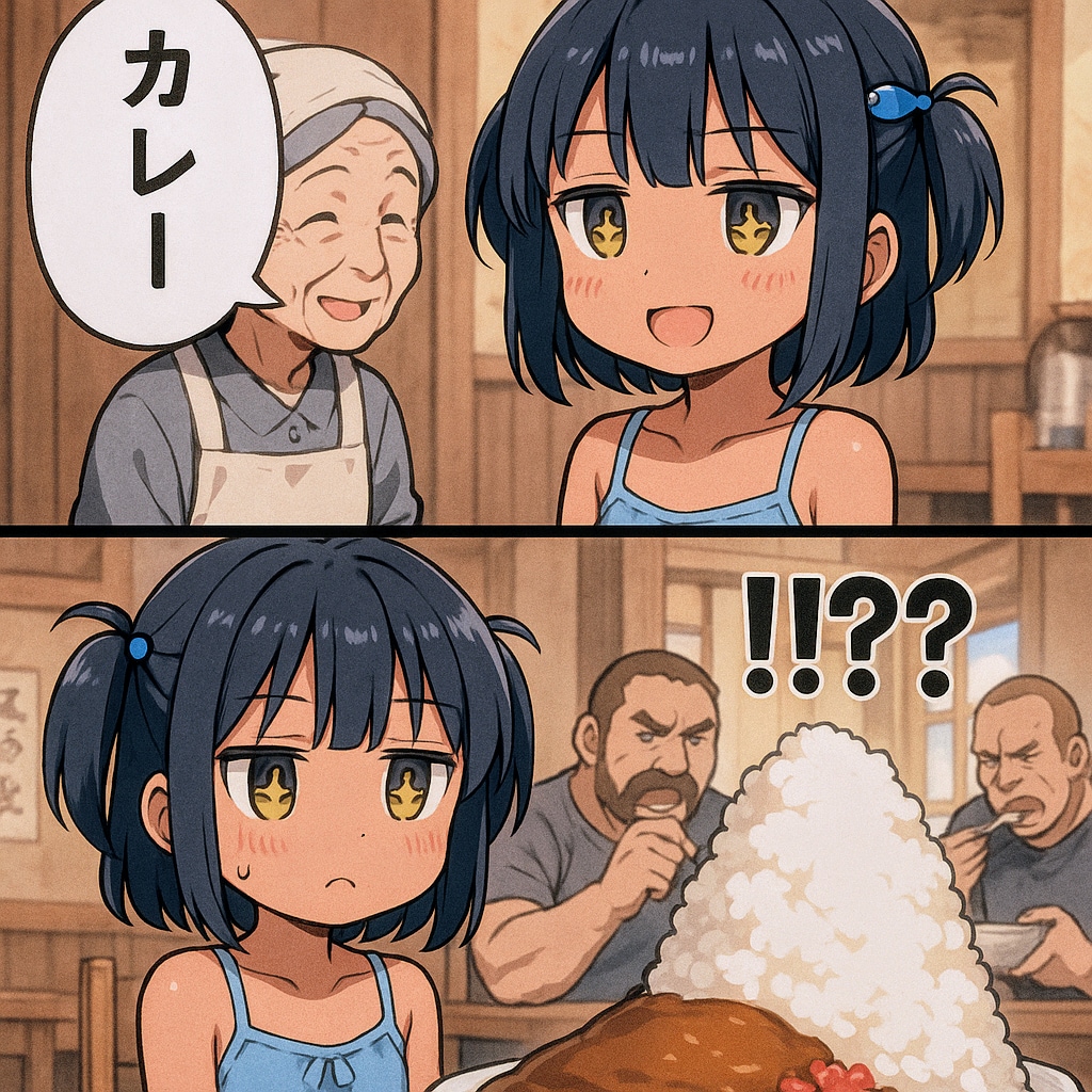 カレー並盛りを頼んだけどすごい量が来たこなつちゃん