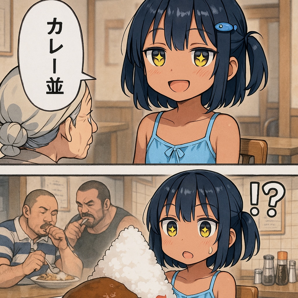 カレー並盛りを頼んだけどすごい量が来たこなつちゃん