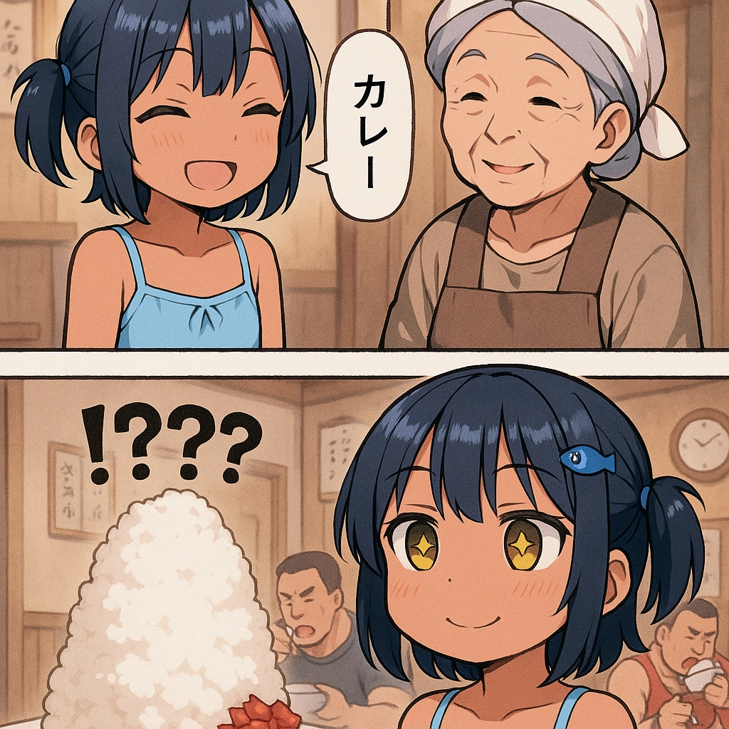 カレー並盛りを頼んだけどすごい量が来たこなつちゃん