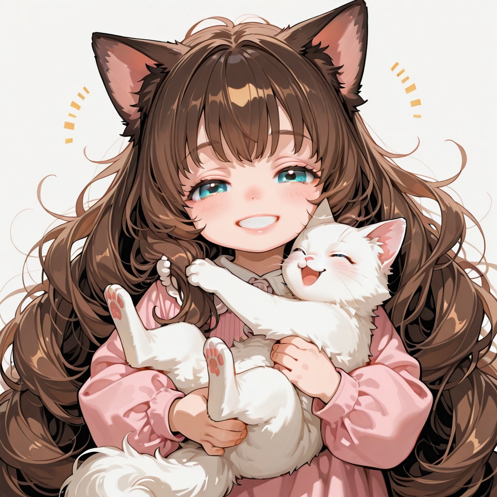 ペットとたわむれる小さな女の子