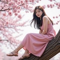 桜の木の上に座る女性 3枚目