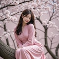 桜の木の上に座る女性 10枚目