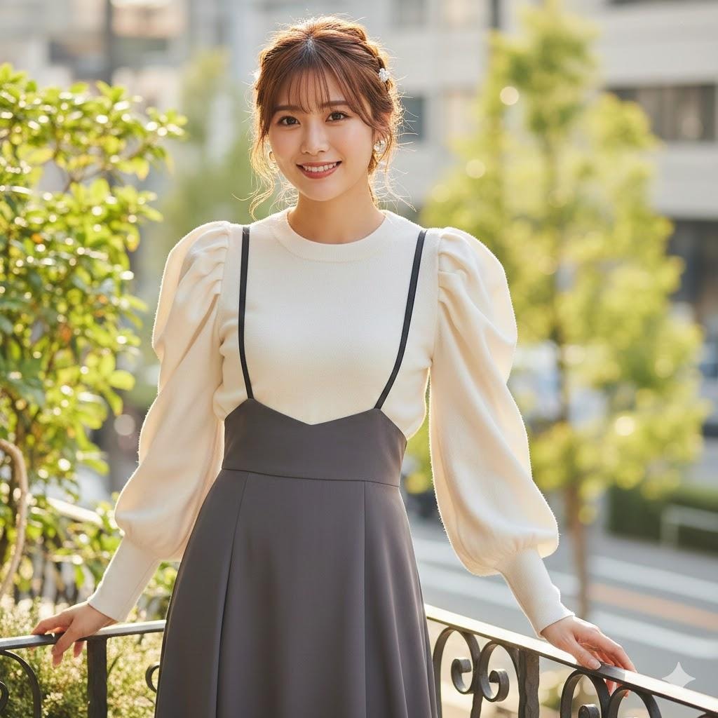 パワショルパフスリーブ001《サス付きナロースカート》