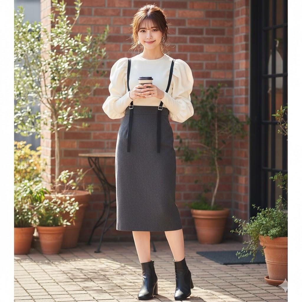 パワショルパフスリーブ001《サス付きナロースカート》