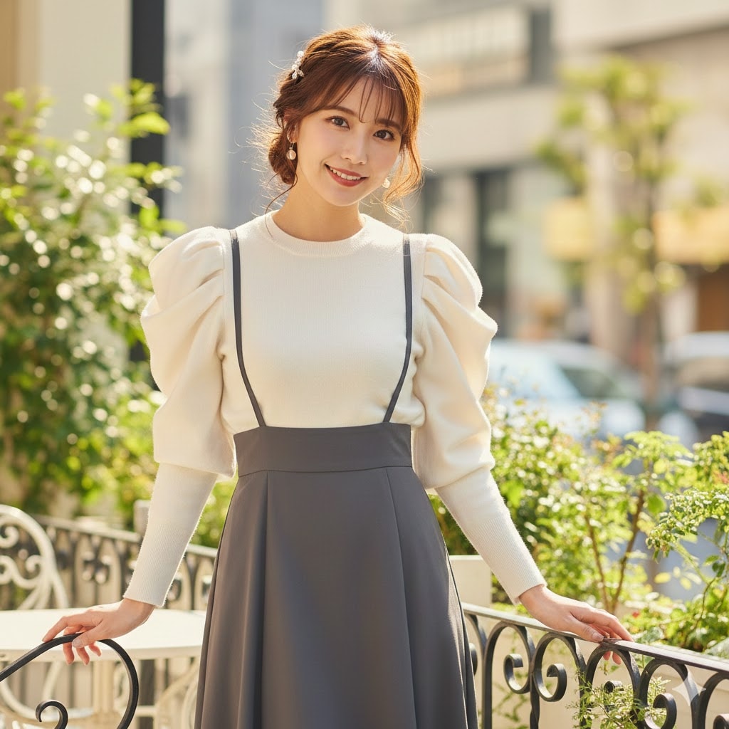 パワショルパフスリーブ001《サス付きナロースカート》