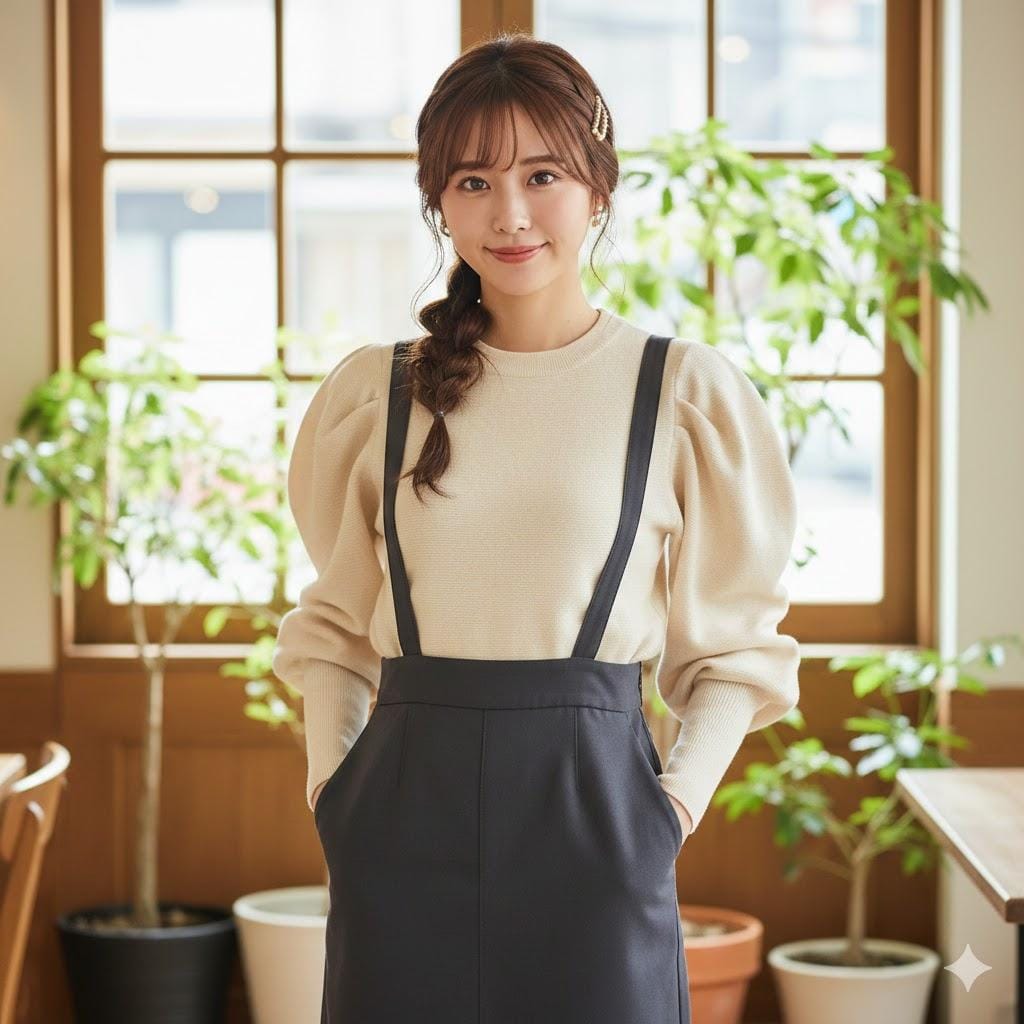 パワショルパフスリーブ001《サス付きナロースカート》