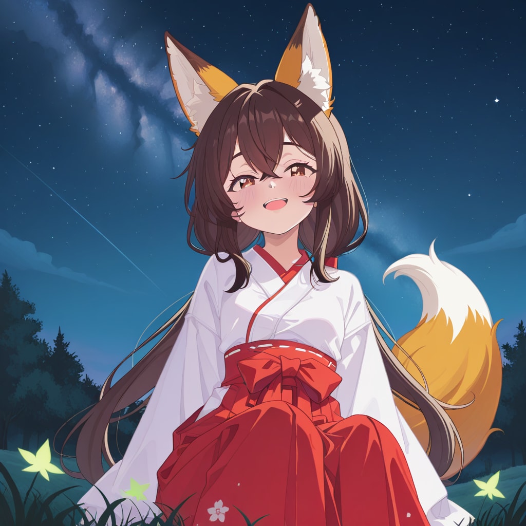 星空を見つめる狐娘 | の人気AIイラスト・グラビア