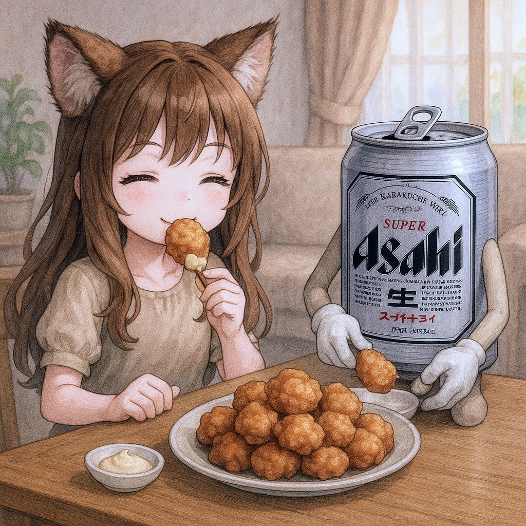 大量に唐揚げを作る小さな女の子