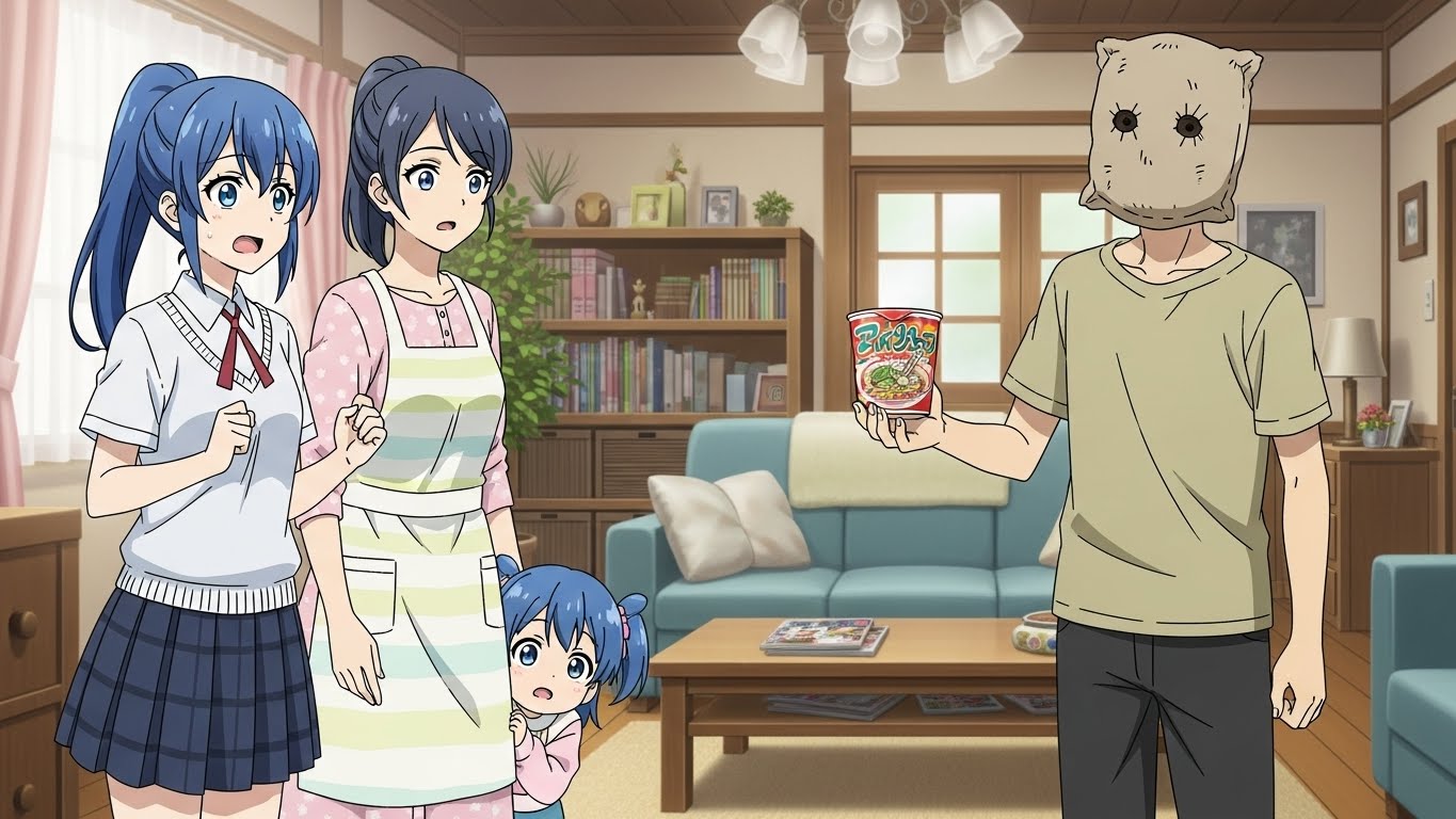 青ぽに一家と、麻袋の来訪者 | の人気AIイラスト・グラビア