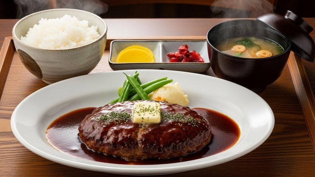 摩訶不思議食堂のハンバーグ定食