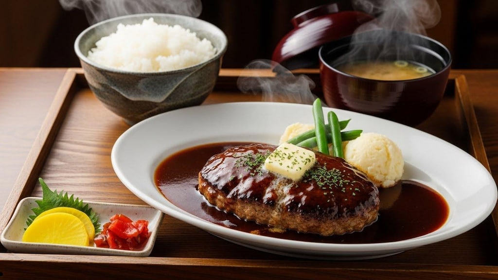 摩訶不思議食堂のハンバーグ定食