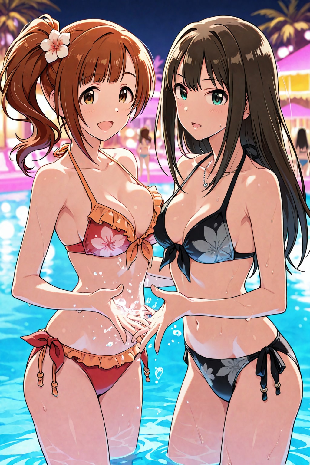 渋谷凛と五十嵐響子の仲良しナイトプール👙🌃❤️
