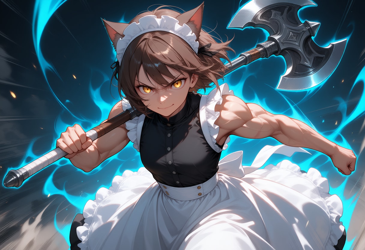 斧を持つ猫娘さん | の人気AIイラスト・グラビア