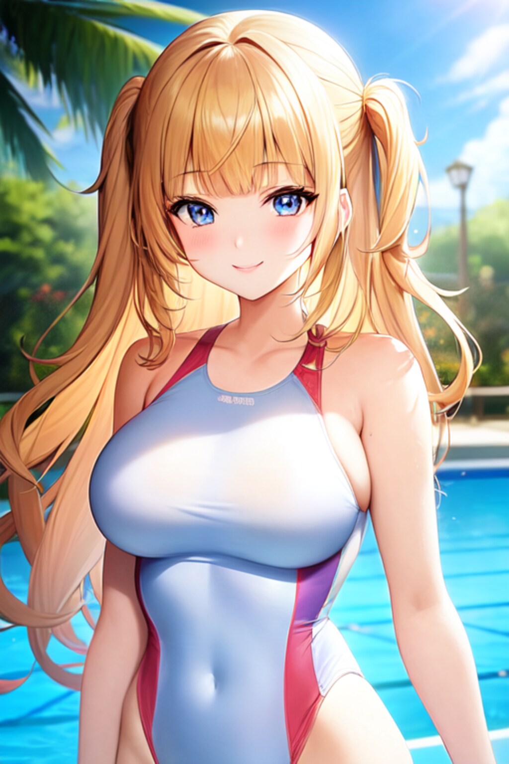 白い競泳水着