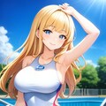 白い競泳水着 5枚目