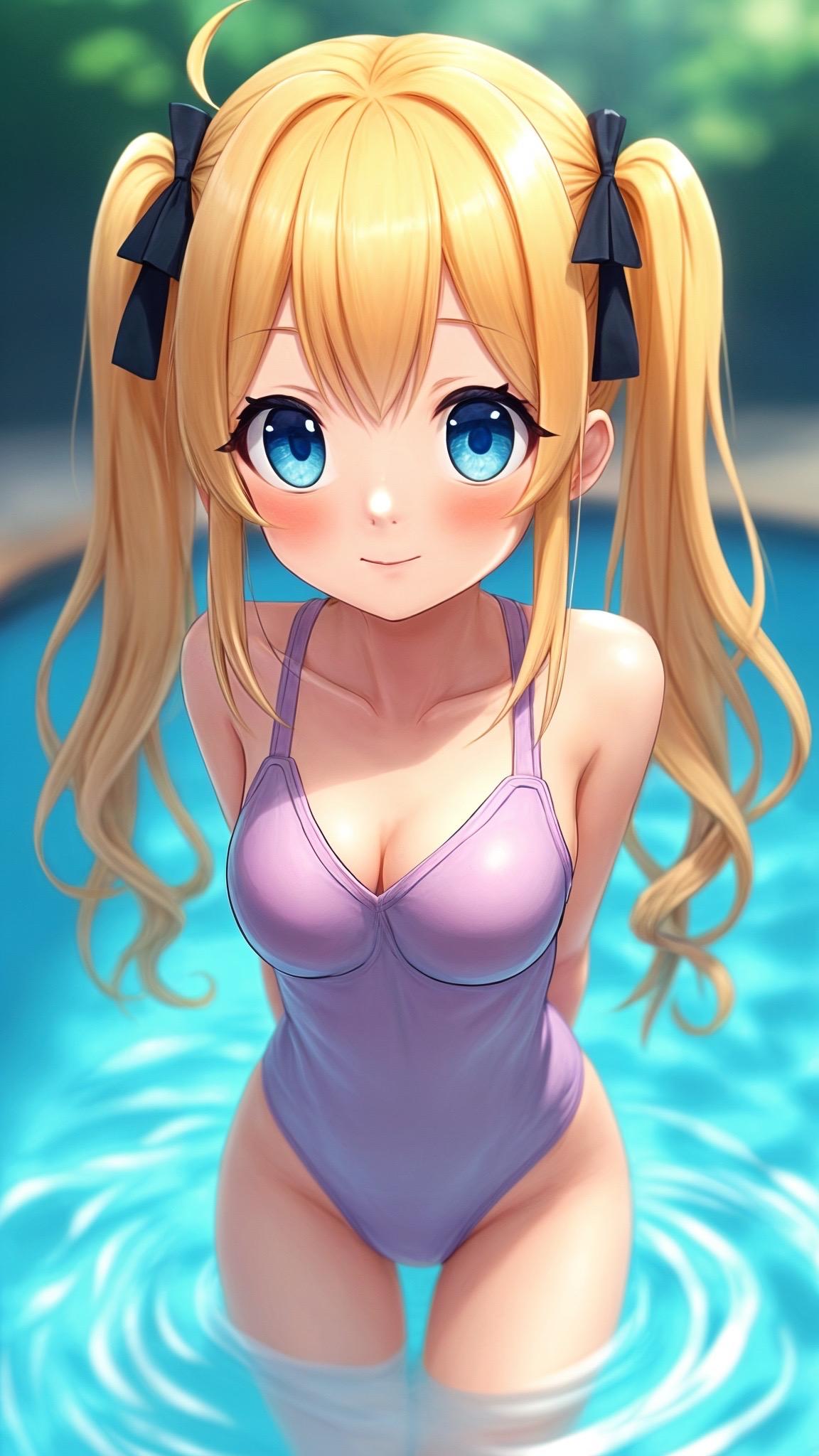 ツインテちゃんとプール