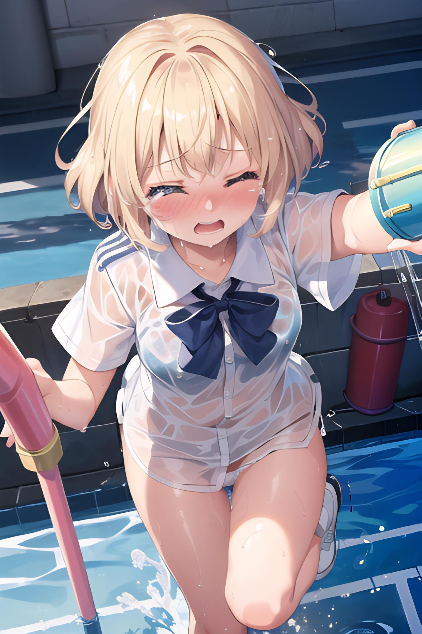 制服で水遊び(1)