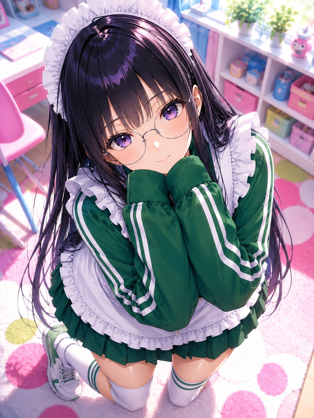 ジャージーメイドな黒髪メガネType.chatGPT | の人気AIイラスト・グラビア