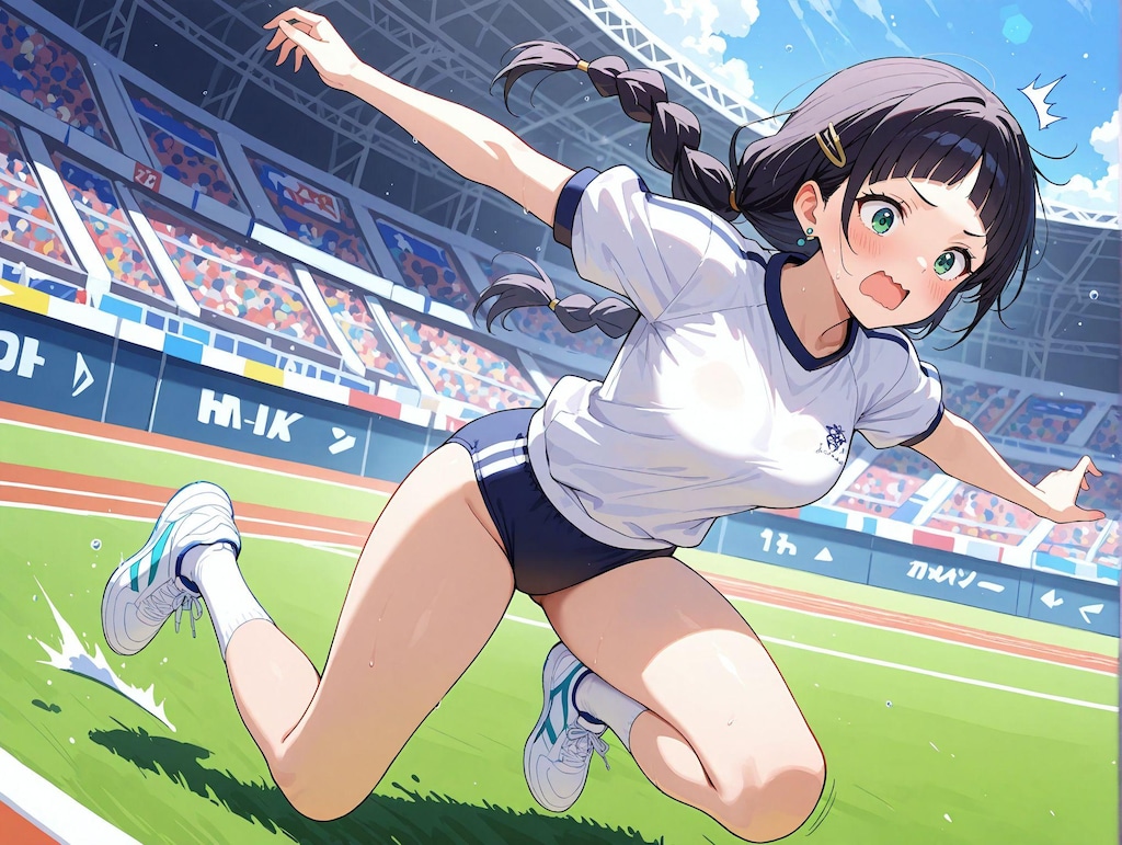 競技中にコケるこよみちゃん