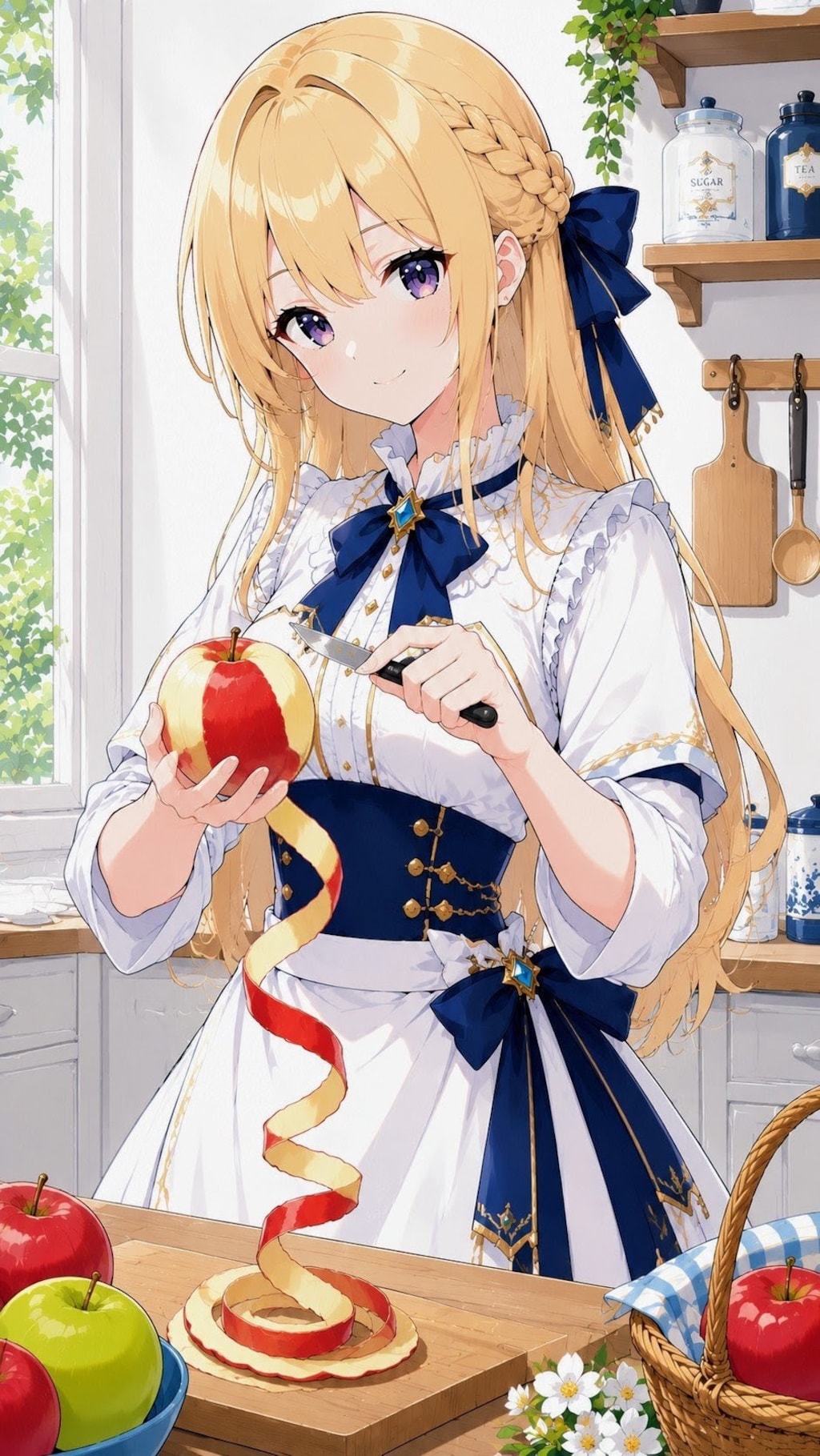 リンゴの皮を剥くレフティお姉やん🍎