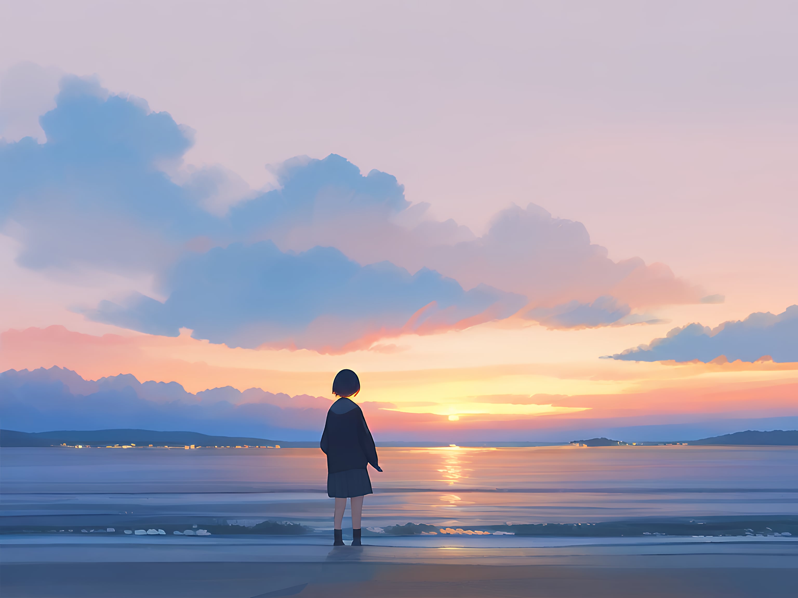 砂浜_地平線 | の人気AIイラスト・グラビア