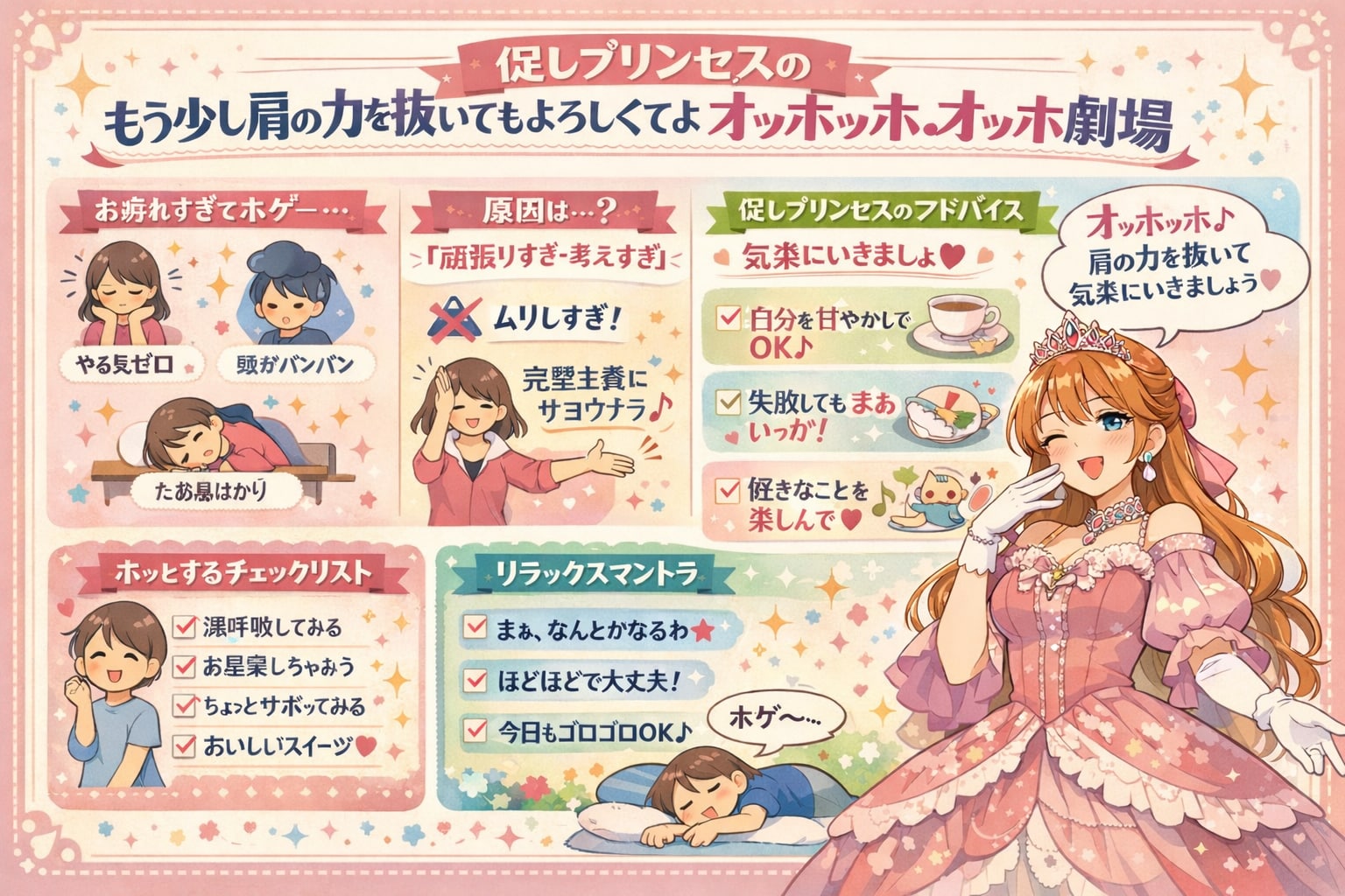 促しプリンセスのもう少し肩の力を抜いてもよろしくてよオッホッホオッホ劇場 | の人気AIイラスト・グラビア