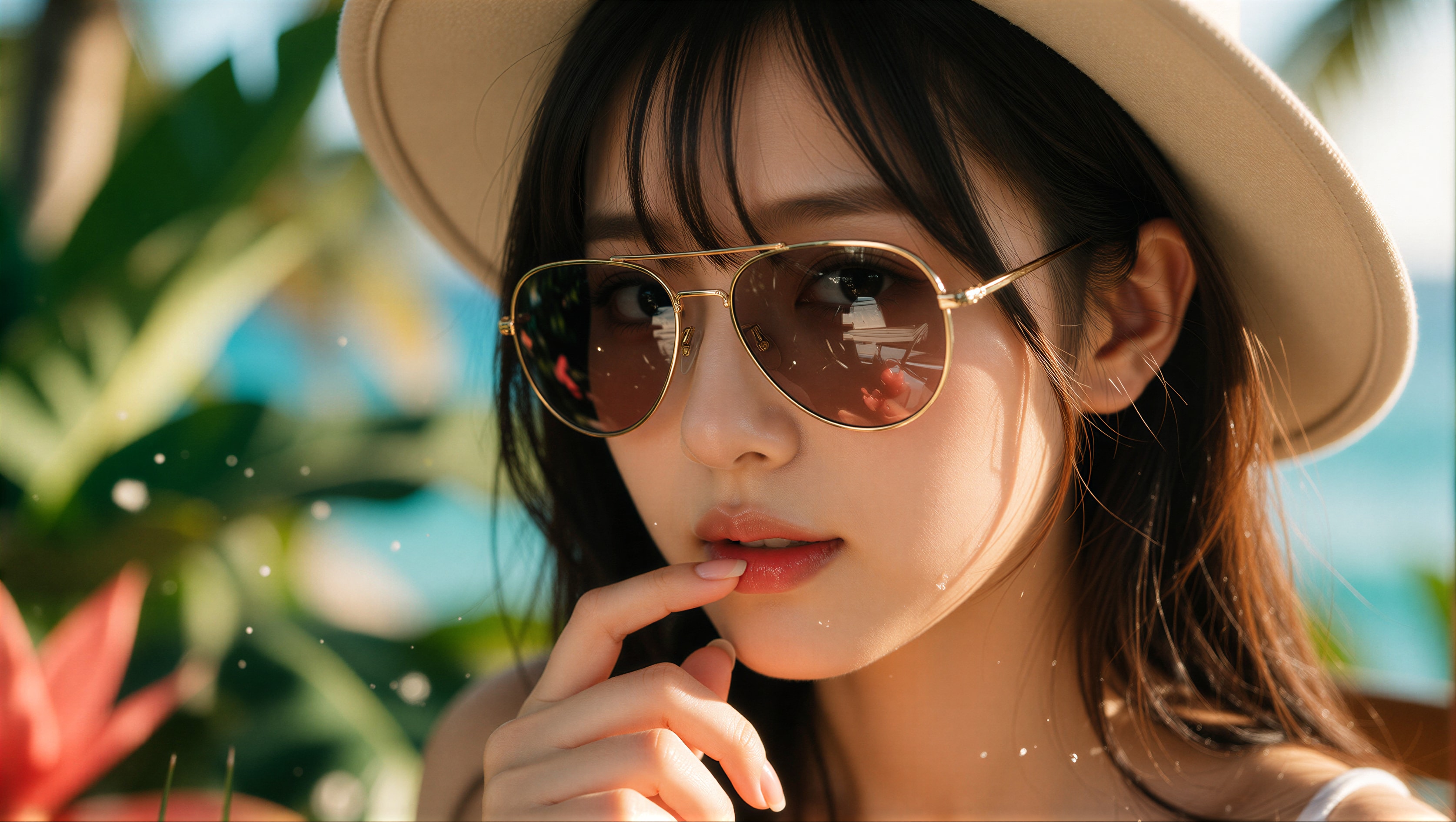 サングラス越しの甘い視線