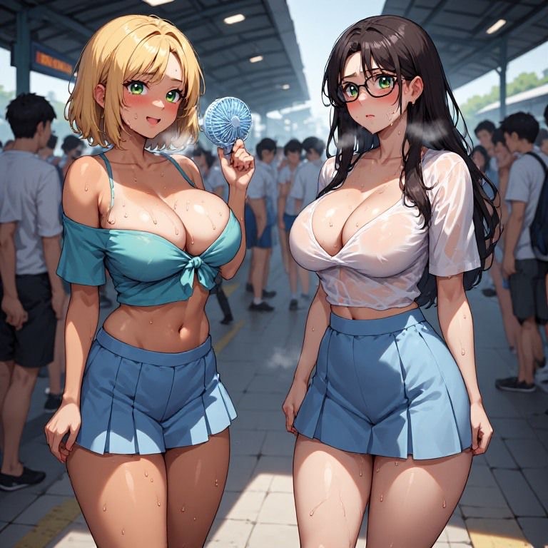金髪ギャルと黒髪メガネ 蒸し暑い駅のホーム編Ver.R-15