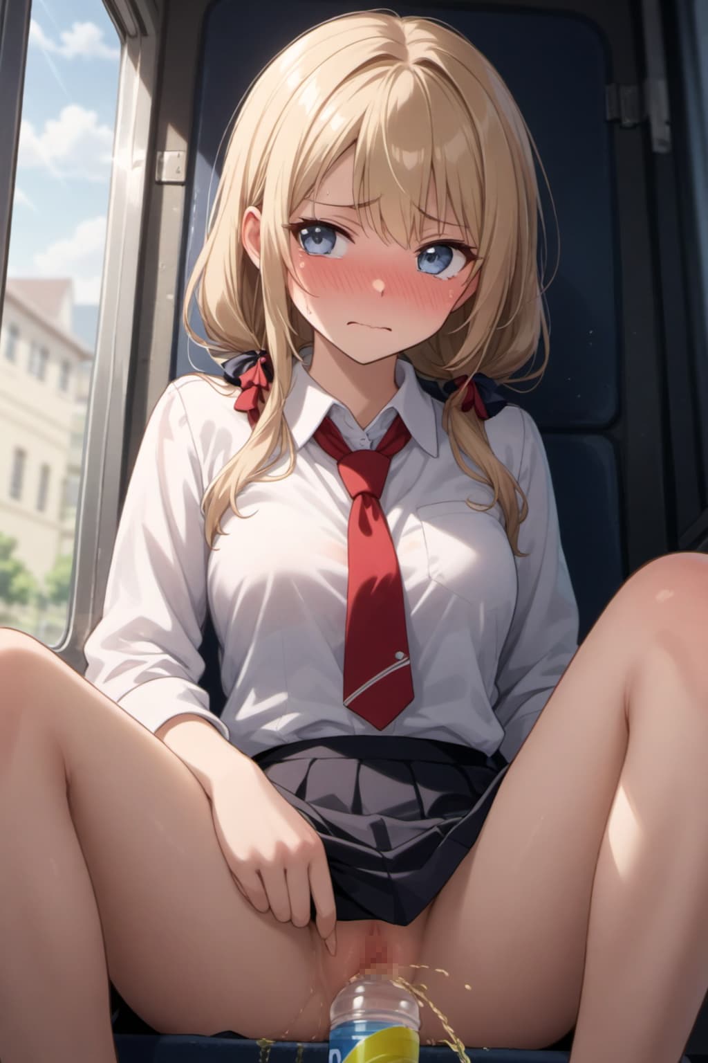 渋滞で緊急放出する女子