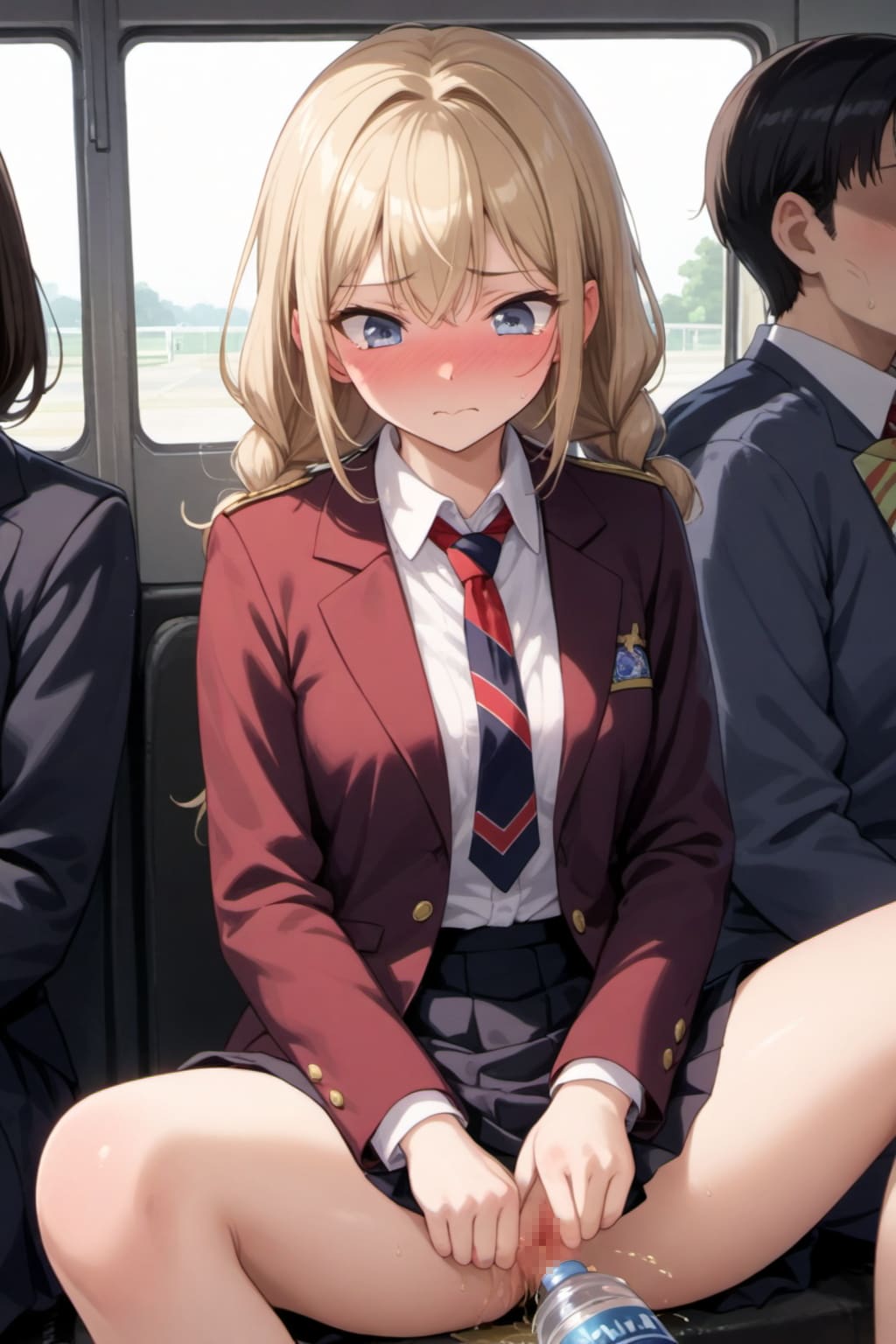 渋滞で緊急放出する女子