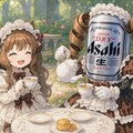 お茶会を楽しむビール缶と小さな女の子 3枚目