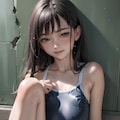 スク水で体育座りの女の子 4枚目
