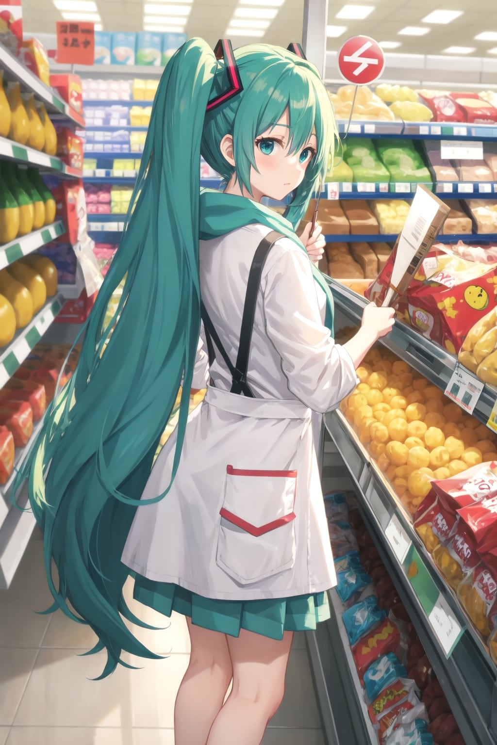 スーパーで買物するミクさん