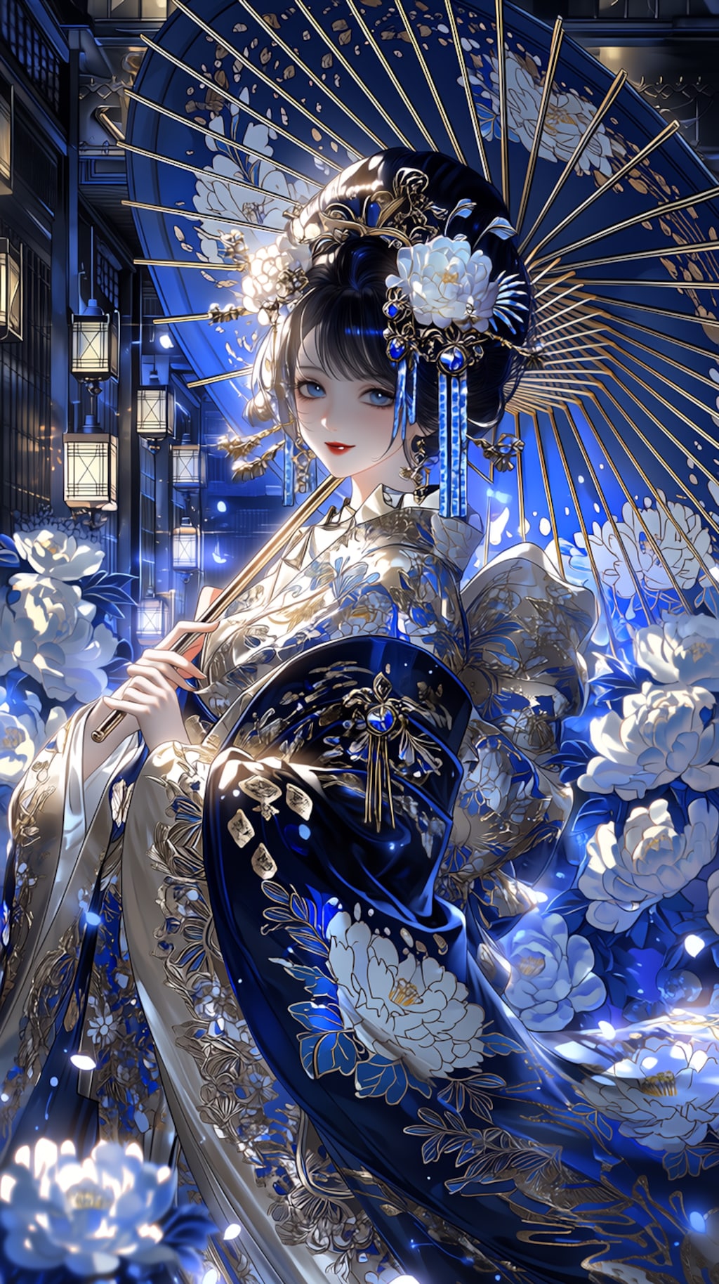 蒼華花魁 — Oiran of the Azure Night