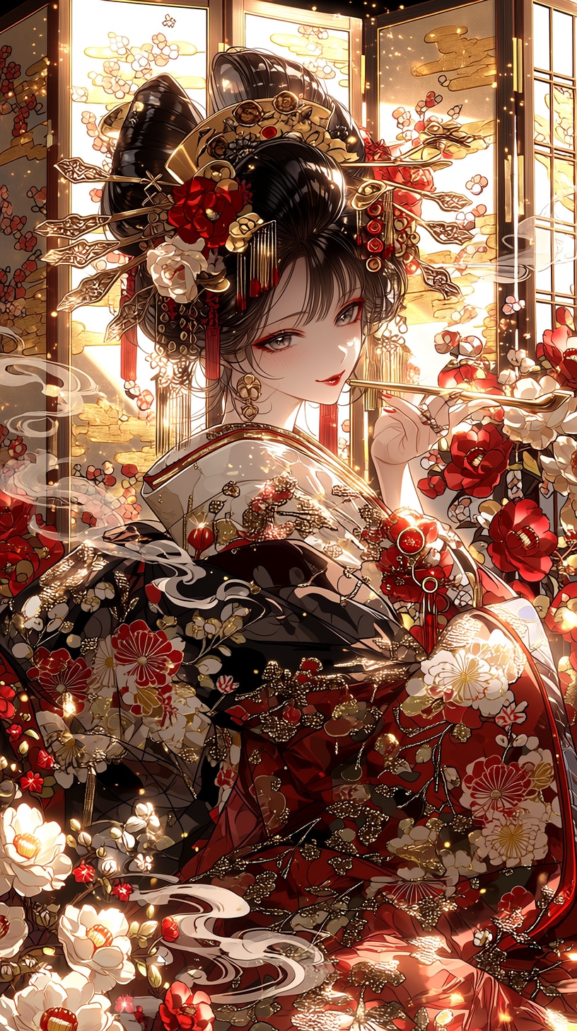 蒼華花魁 — Oiran of the Azure Night | の人気AIイラスト・グラビア