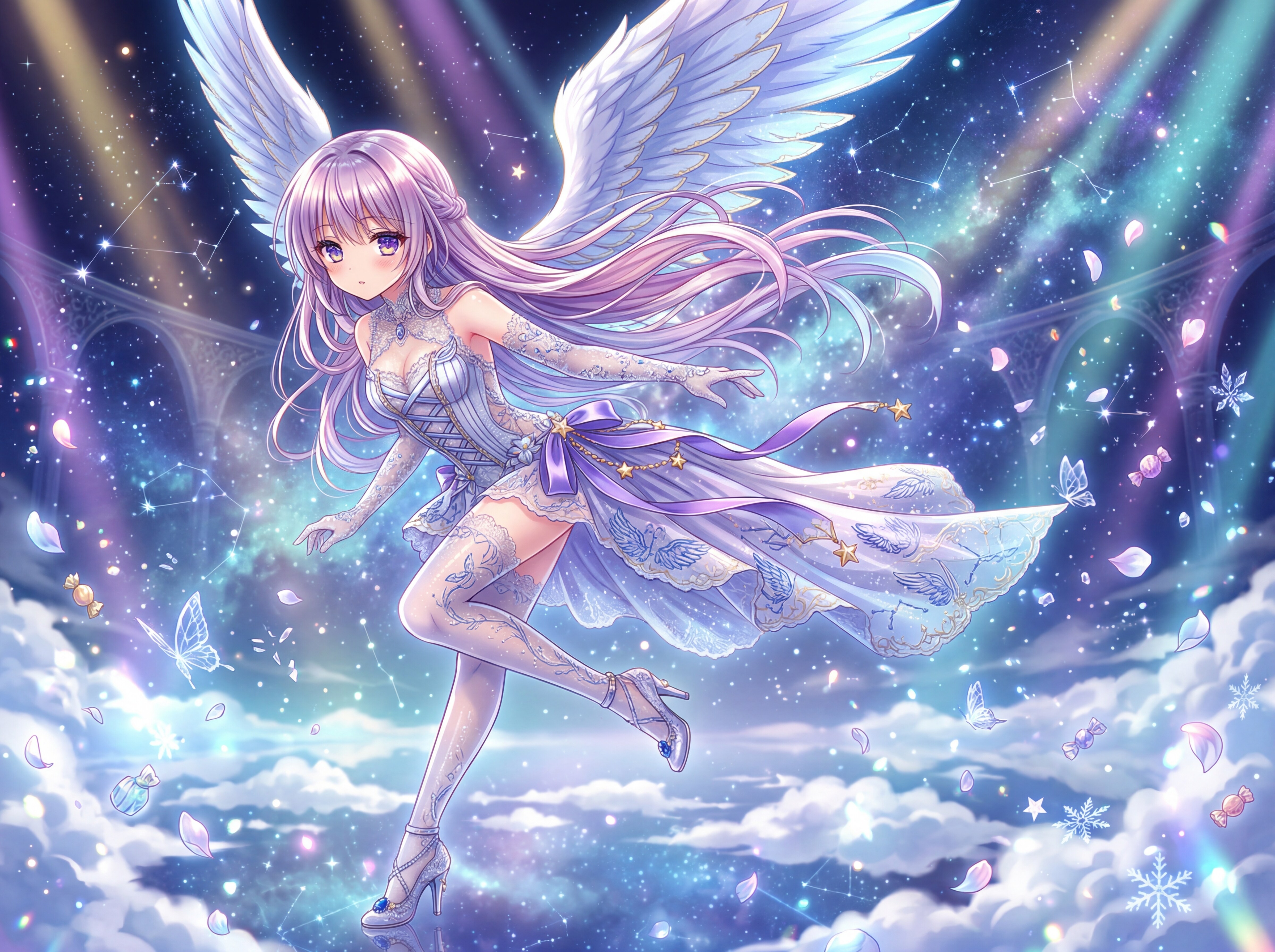 星空に舞う蒼翼の詩 | の人気AIイラスト・グラビア