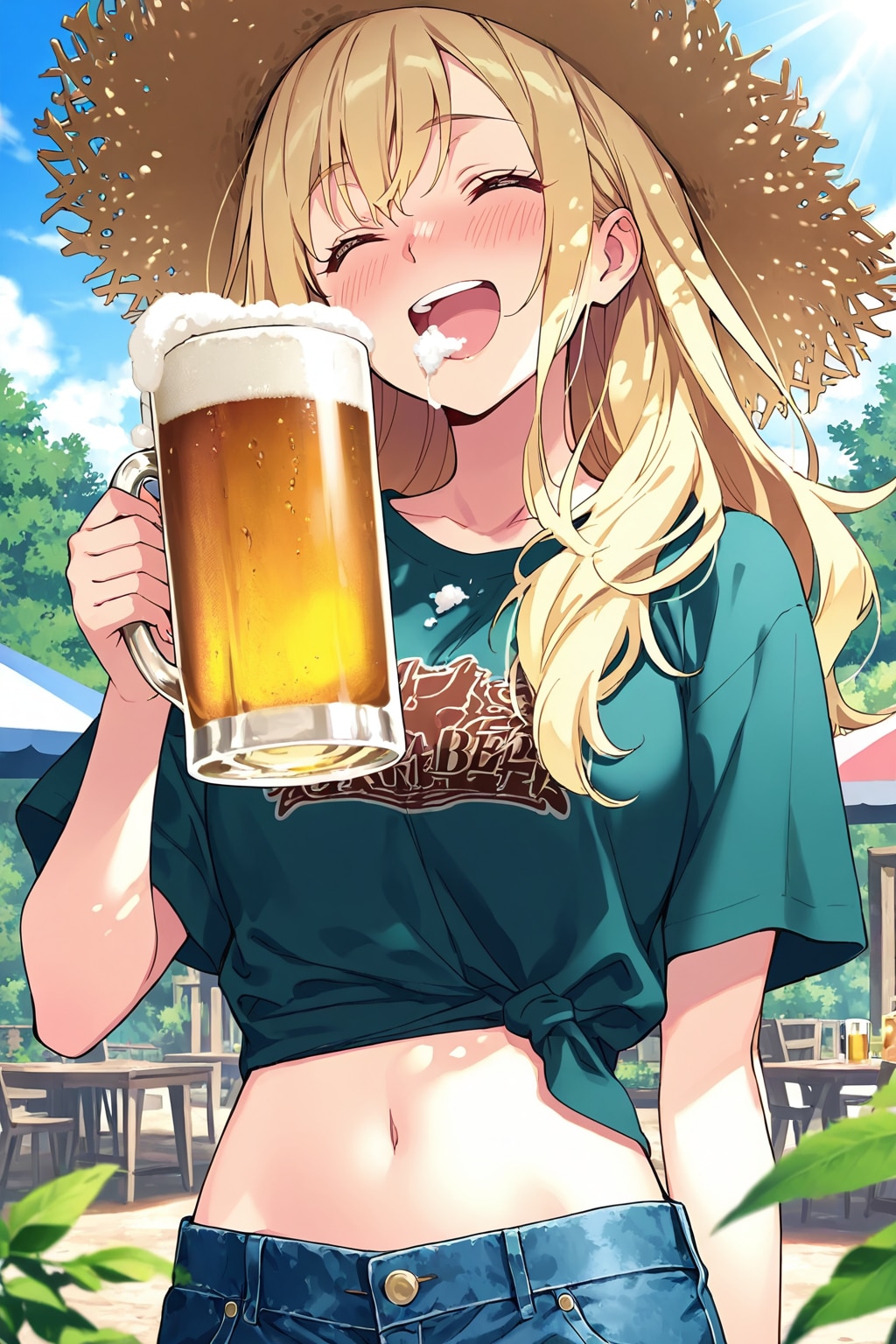 外で飲むビールは最高♪ | の人気AIイラスト・グラビア