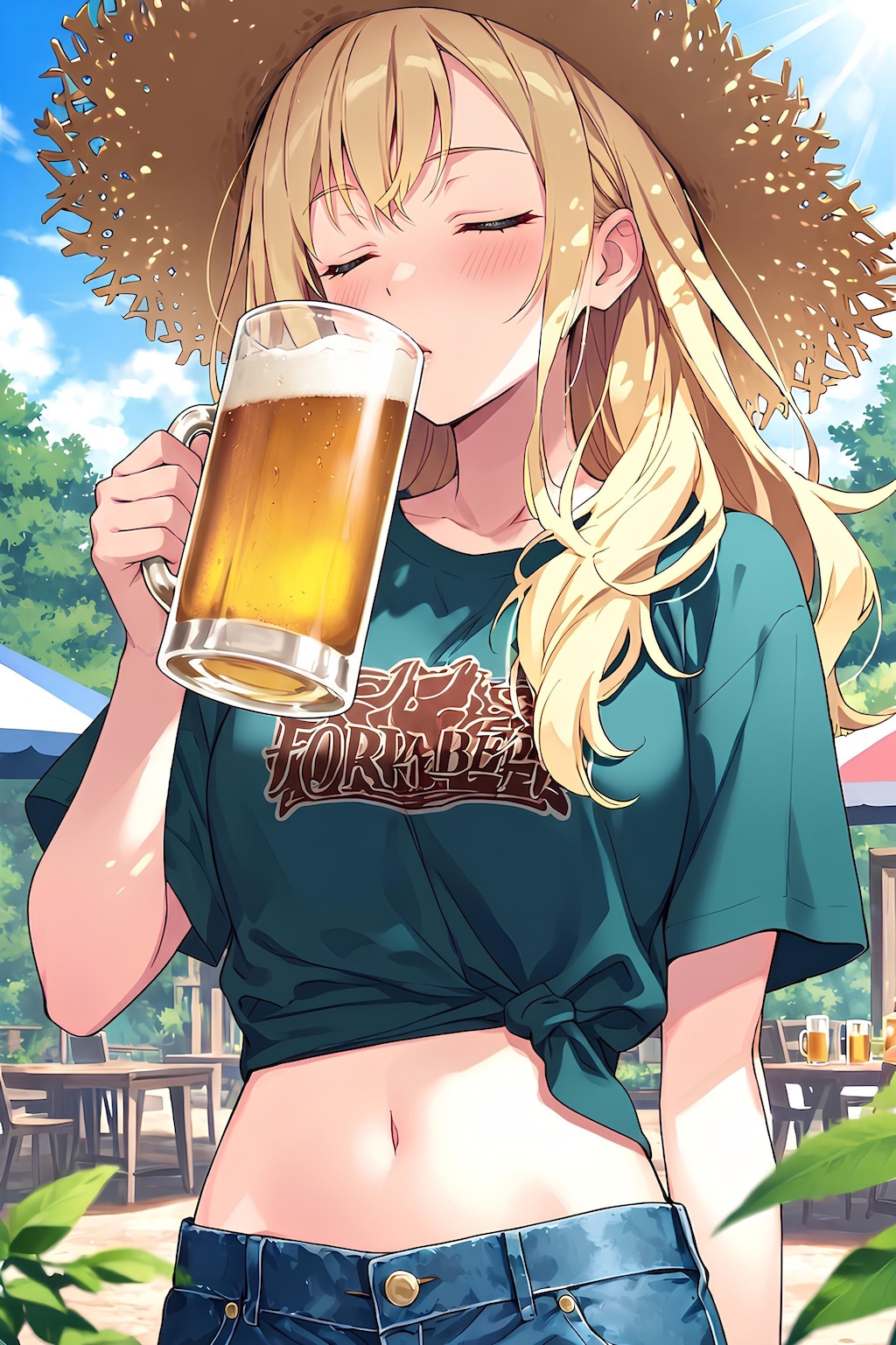 外で飲むビールは最高♪