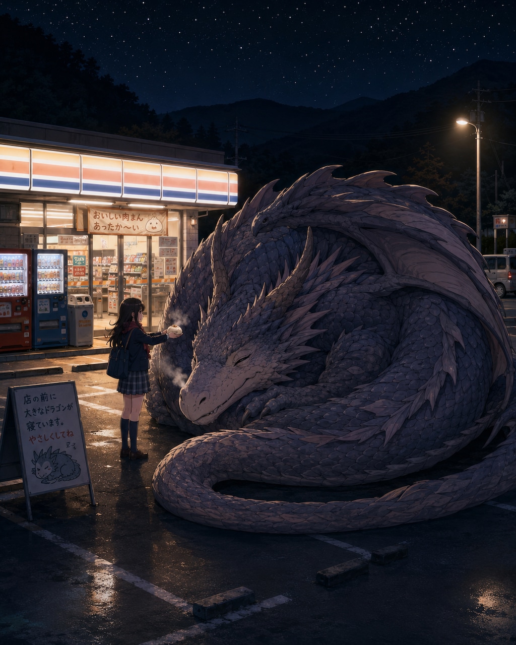 お店の前に大きなドラゴン