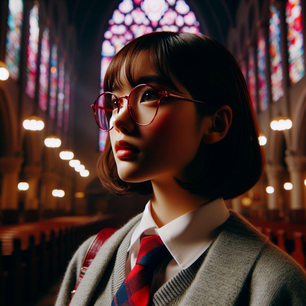 眼鏡女子 楓とステンドグラス