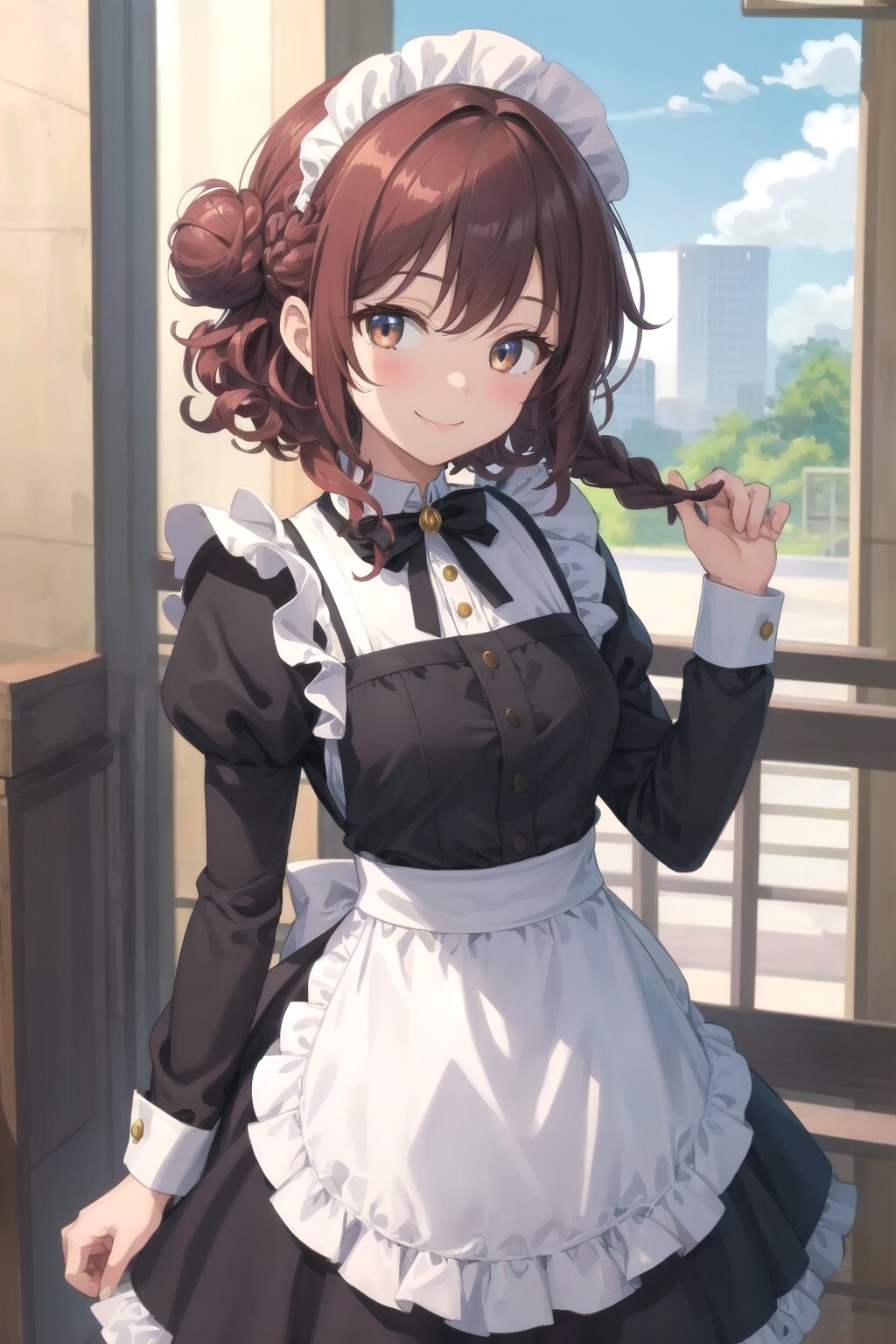 髪型が決まらないメイドさん