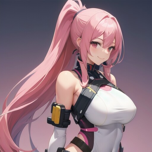 ピンク髪ポニーテール