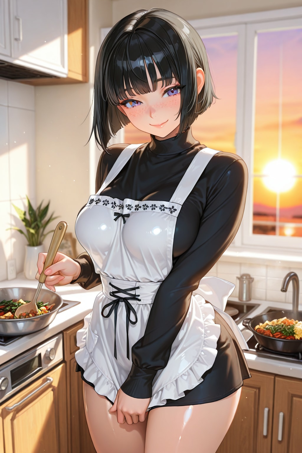 お夕飯を作るそばかすボブちゃん