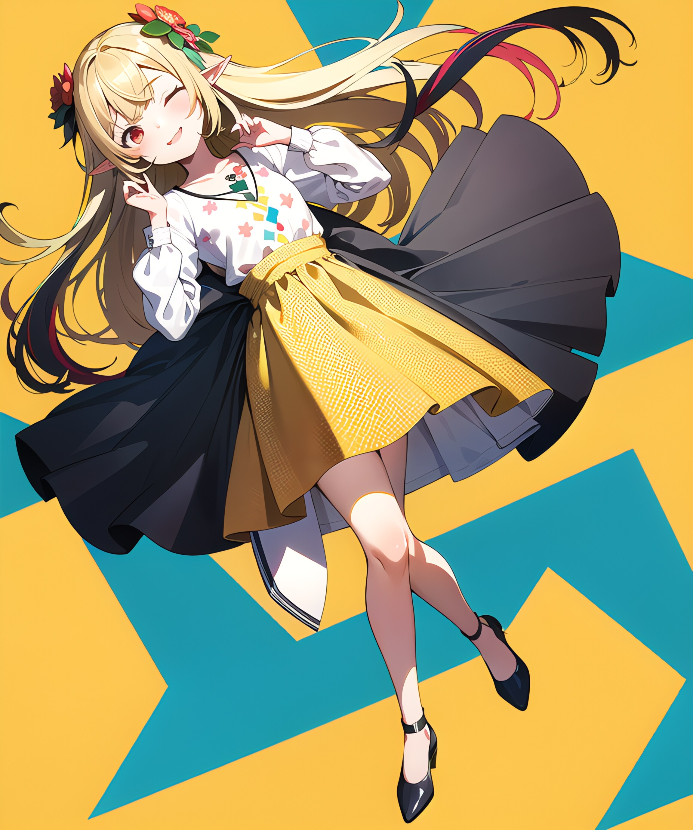 カラフル背景エルフちゃん