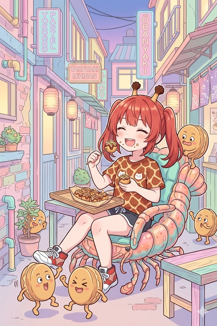 赤髪ちゃんと大判焼き君 | の人気AIイラスト・グラビア