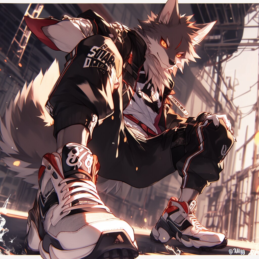 スニーカーを履いた狼 | の人気AIイラスト・グラビア