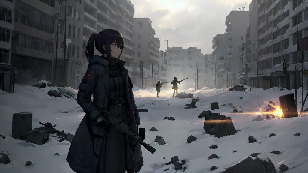 雪の中の市街戦